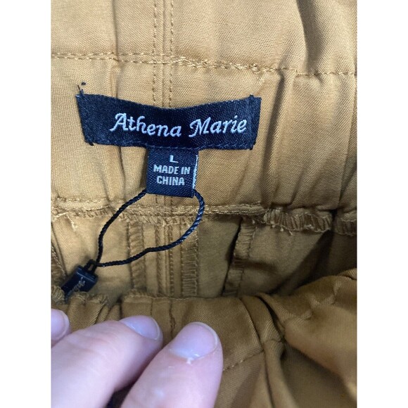 Athena Marie High Rise Pull On‎ Pants Paper Bag Waist Size Large Belted NEW - Picture 3 of 4